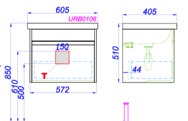 Подвесная тумба Urban 60 см, дуб балтийский URB0106DB, с умывальником Фест 600 FST60SLWB01