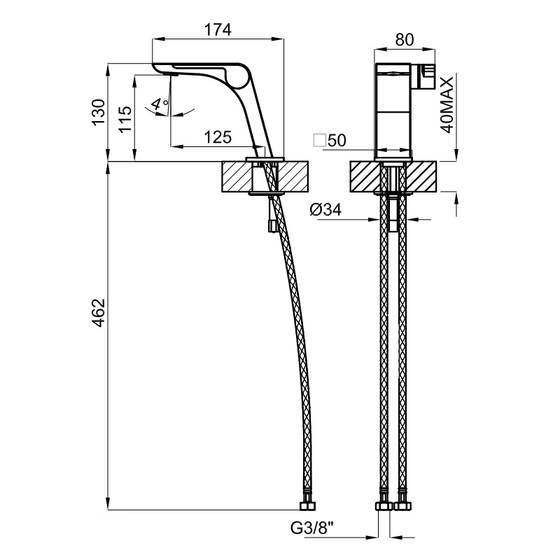 100272320 Noken Oxo Смеситель для раковины, матовый титан