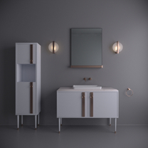 Комплект Mia Italia Tribeca 120matt grey, polish gold(тумба+раковина+пенал+столешница)