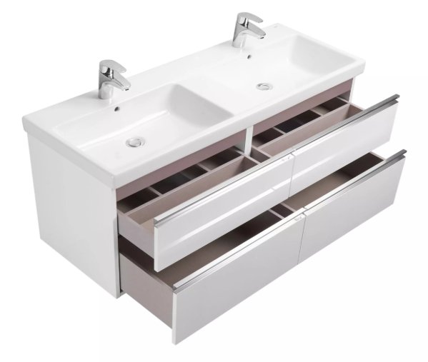 Тумба с двойной раковиной Roca The Gap 120,5х46 см,белый глянец (ZRU9307637+A3270YS000)