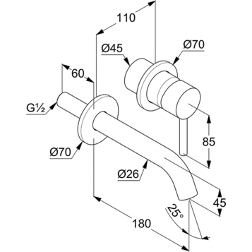 Смеситель для раковины Kludi Bozz, брашированное золото, 18 см, + внутренняя часть 38244N076 + 38243