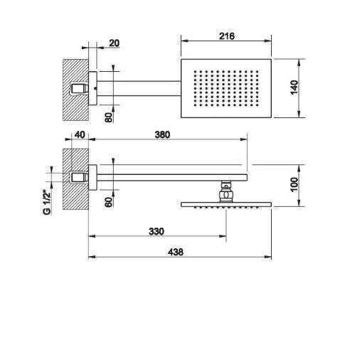 20148 031 душевая лейка Rettangolo, ,хром