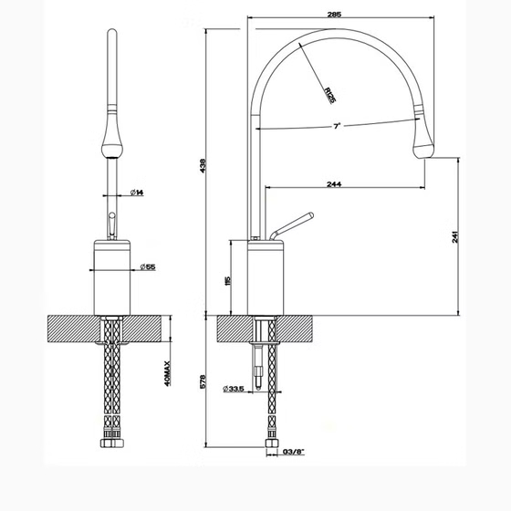 33605 031 Смеситель Goccia д/раковины,высокий,  хром