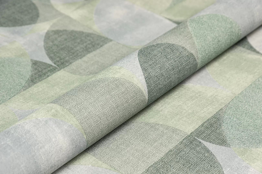 KM8513 Обои виниловые на флизелиновой основе Шафран мотив, зеленый круги Kerama Marazzi