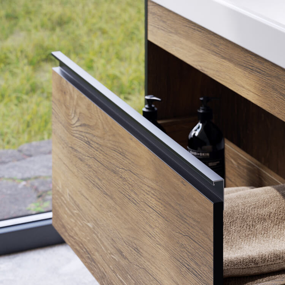 Подвесная тумба Urban 80 см, белая, черная окантовка URB0108W, с умывальником Фест 800 FST80SLWB01