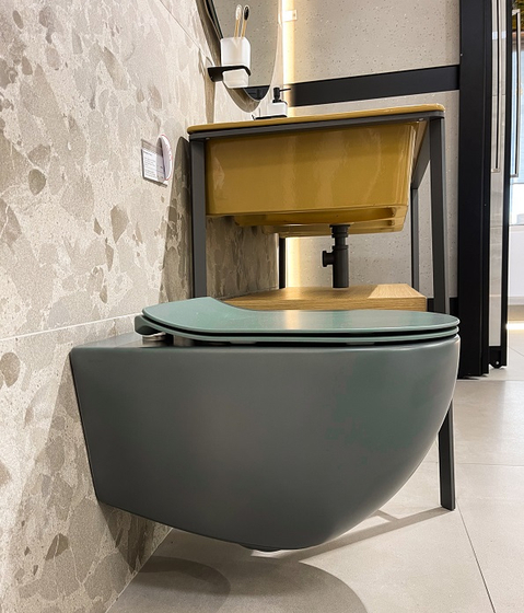 Чаша подвесного унитаза ARTCERAM, FILE 2.0, Rimless 36x52 см, grigio oliva FLV004 15 00