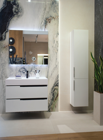 Тумба Oasis Profilo 856х660x515 мм, цвет Opaco Bianco, раковина Lightfeel