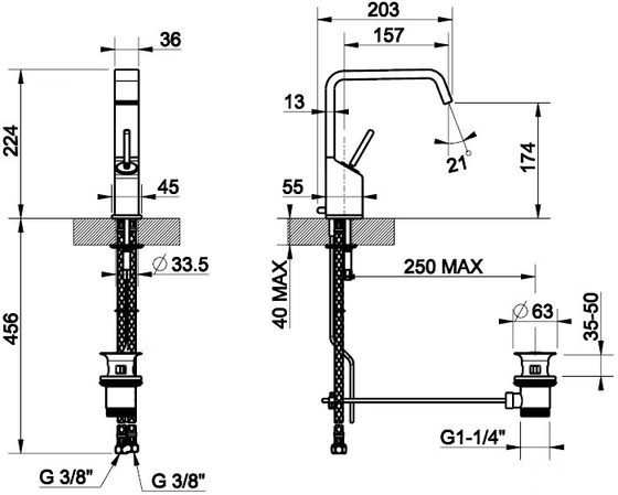 26101 031 Смеситель Rettangolo XL д/раковины, хром