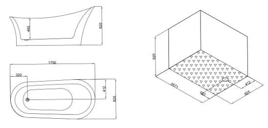 Ванна GK 214-8 акриловая(1750х825х820) свободностоящая