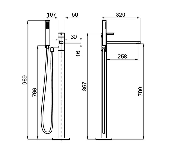 100149208 Noken NK Concept Смеситель для раковины напольный, хром